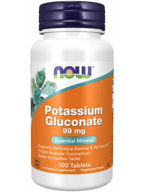 NOW Potassium Gluconate (Glukonát draselný), 99 mg, 100 tablet